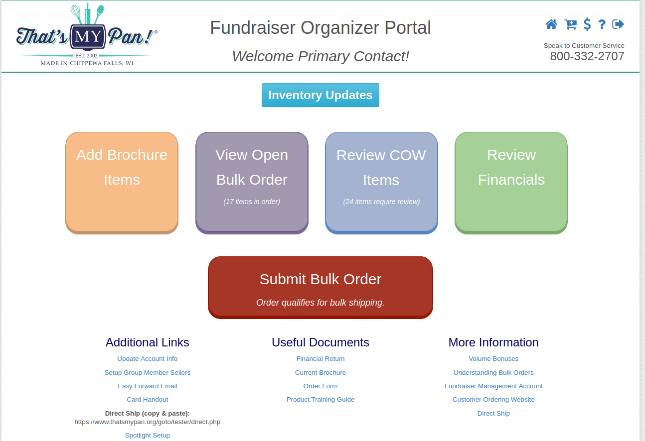 Fundraiser Organizer Portal dashboard